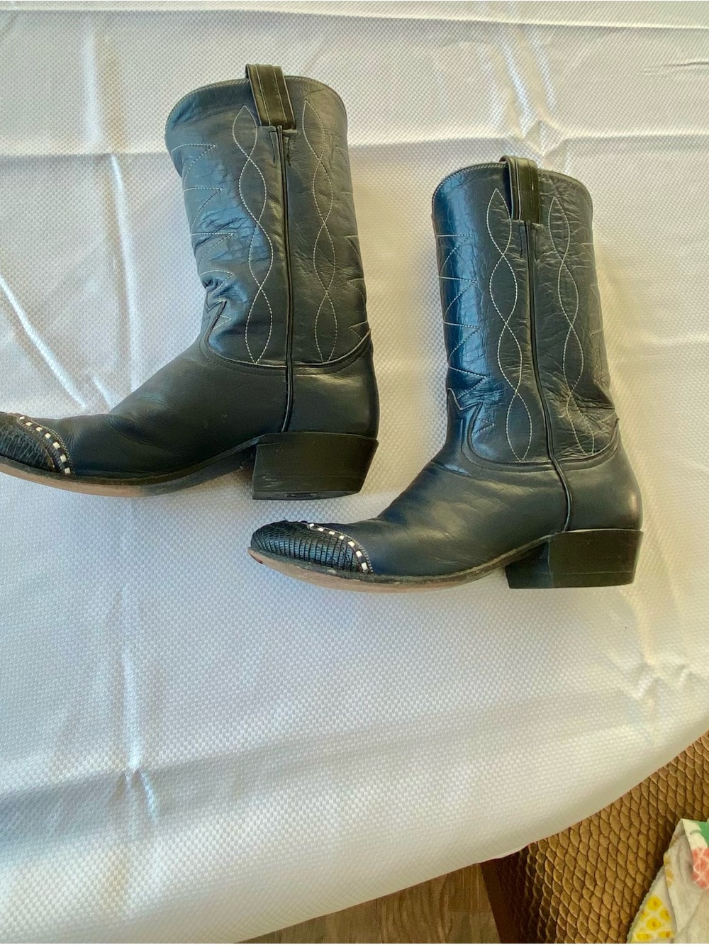 Tony Lama Women's Black Western Rodeo Cowboy Wedding MidCalf Boots - Picture 3 of 16